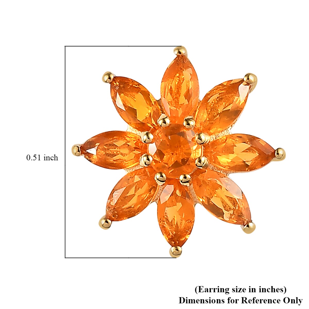 Jalisco Fire Opal Floral Stud Earrings in Vermeil Yellow Gold Over Sterling Silver 1.65 ctw image number 4
