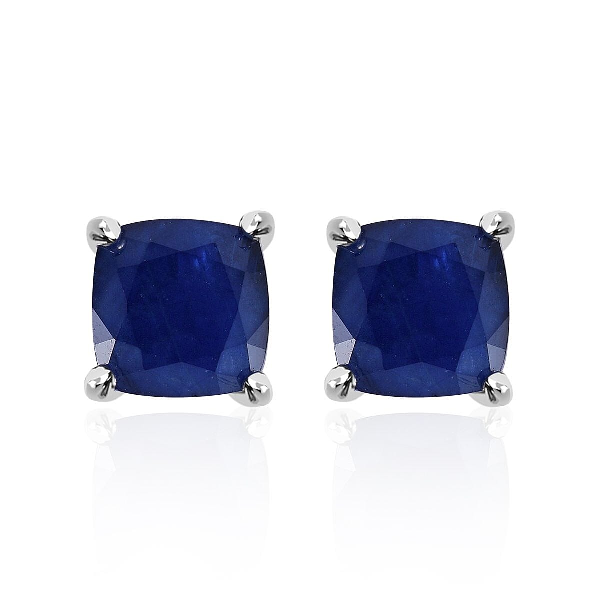 Madagascar Blue Sapphire (DF) Solitaire Stud Earrings in Platinum Over Sterling Silver 2.90 ctw