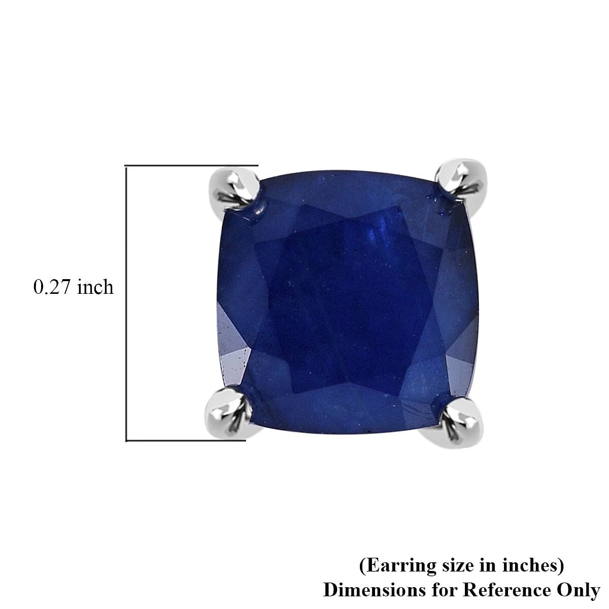 Madagascar Blue Sapphire (DF) Solitaire Stud Earrings in Platinum Over Sterling Silver 2.90 ctw