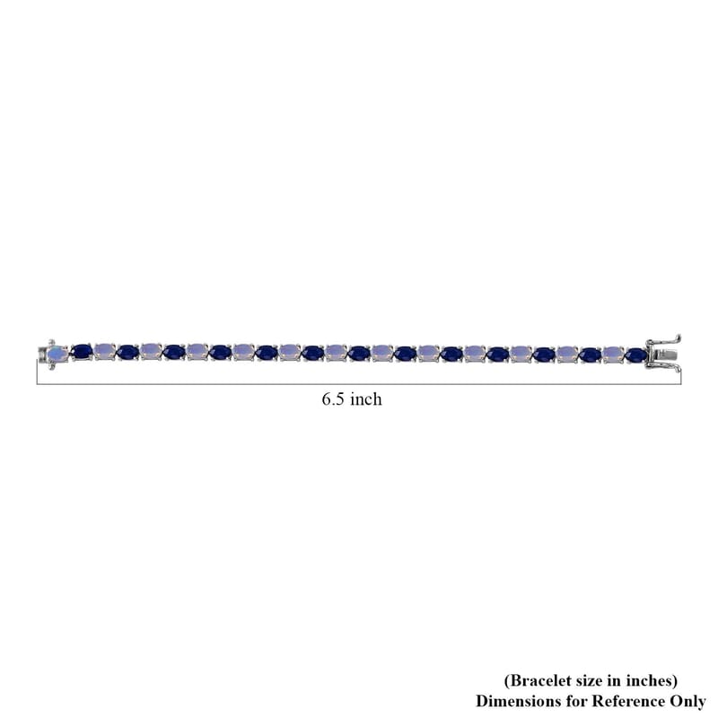 Madagascar Blue Sapphire (DF) and Ethiopian Welo Opal Bracelet in Platinum Over Sterling Silver (6.50 In) 10.80 ctw