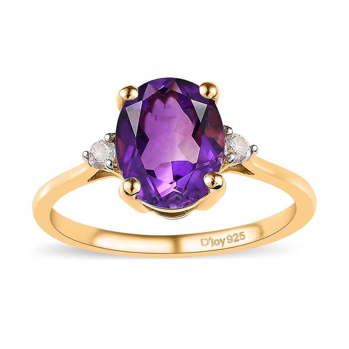 Lusaka Amethyst and Diamond Ring in Vermeil Yellow Gold Over Sterling Silver (Size 6.0) 1.85 ctw image number 0