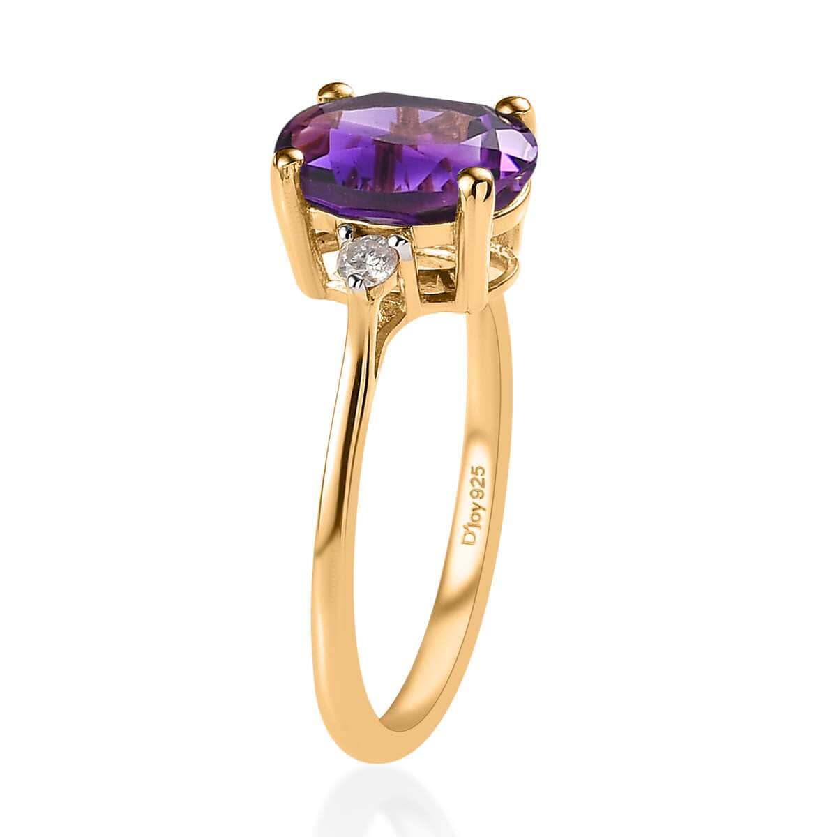 Lusaka Amethyst and Diamond Ring in Vermeil Yellow Gold Over Sterling Silver (Size 8.0) 1.85 ctw image number 3