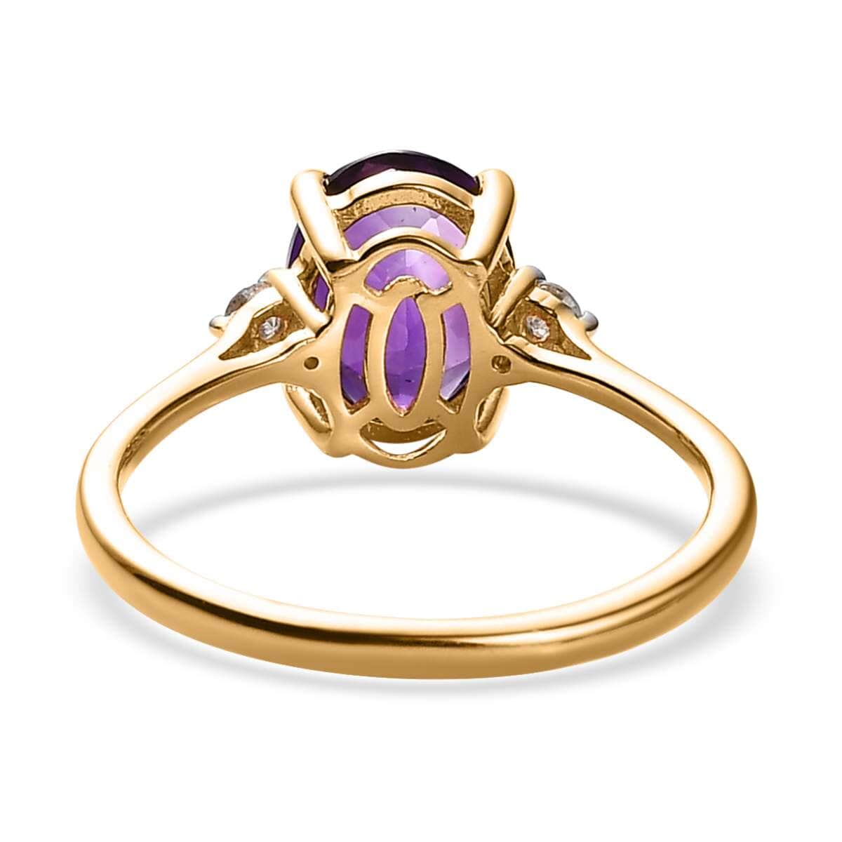 Lusaka Amethyst and Diamond Ring in Vermeil Yellow Gold Over Sterling Silver (Size 8.0) 1.85 ctw image number 4