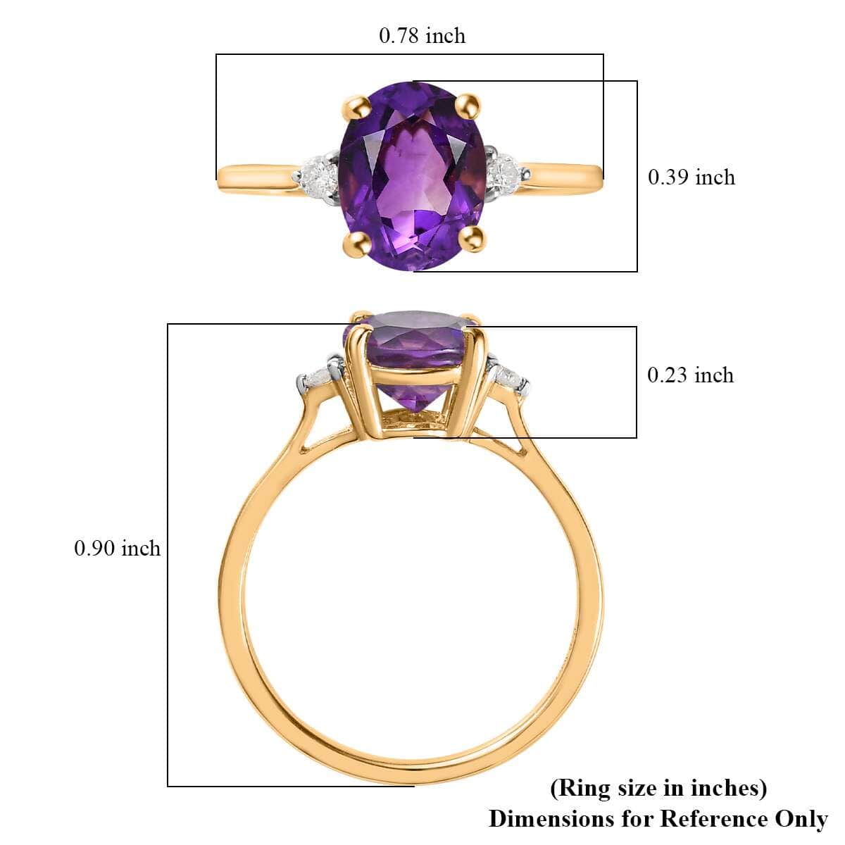 Lusaka Amethyst and Diamond Ring in Vermeil Yellow Gold Over Sterling Silver (Size 8.0) 1.85 ctw image number 5