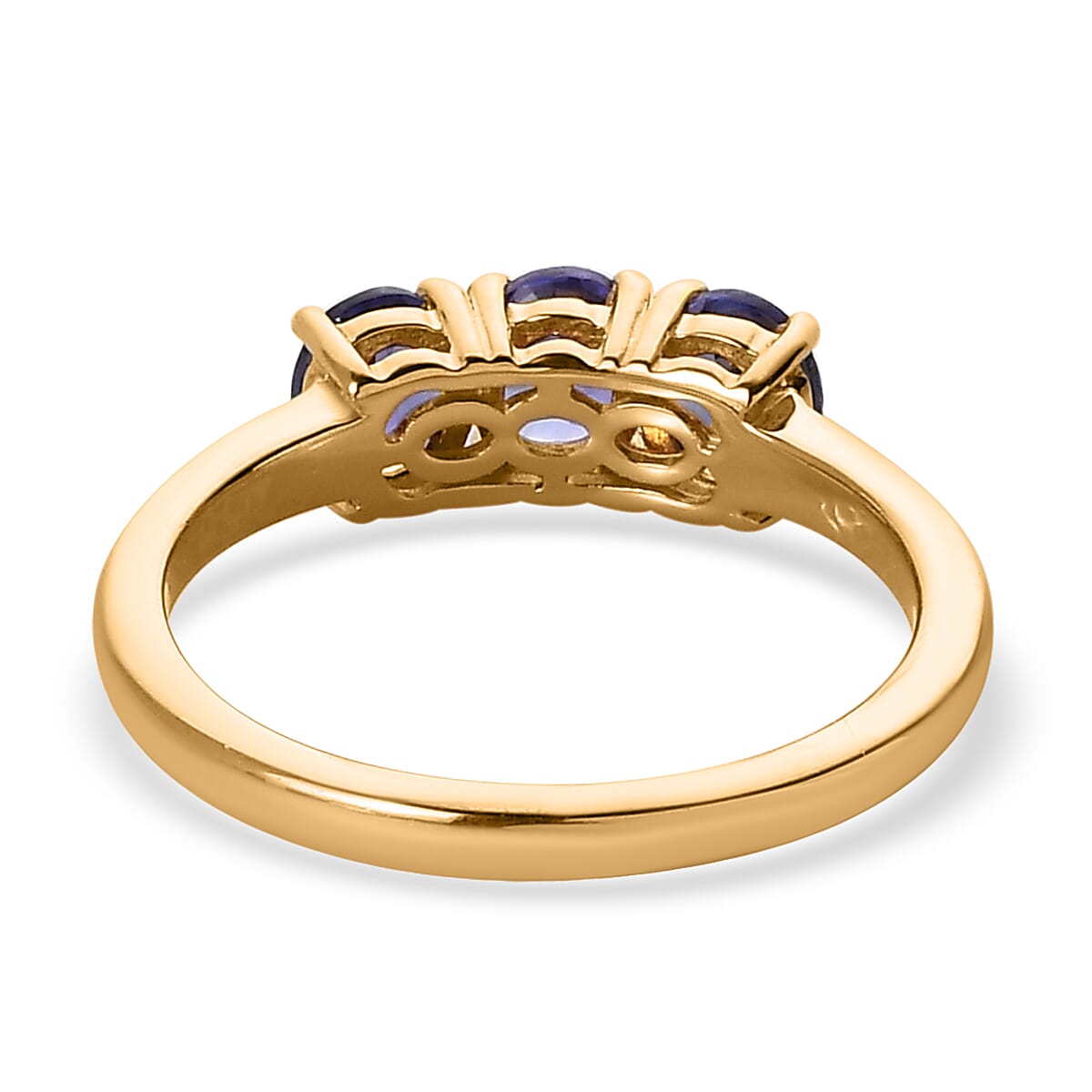 AAA Tanzanite 3 Stone Ring in Vermeil Yellow Gold Over Sterling Silver 1.00 ctw image number 4