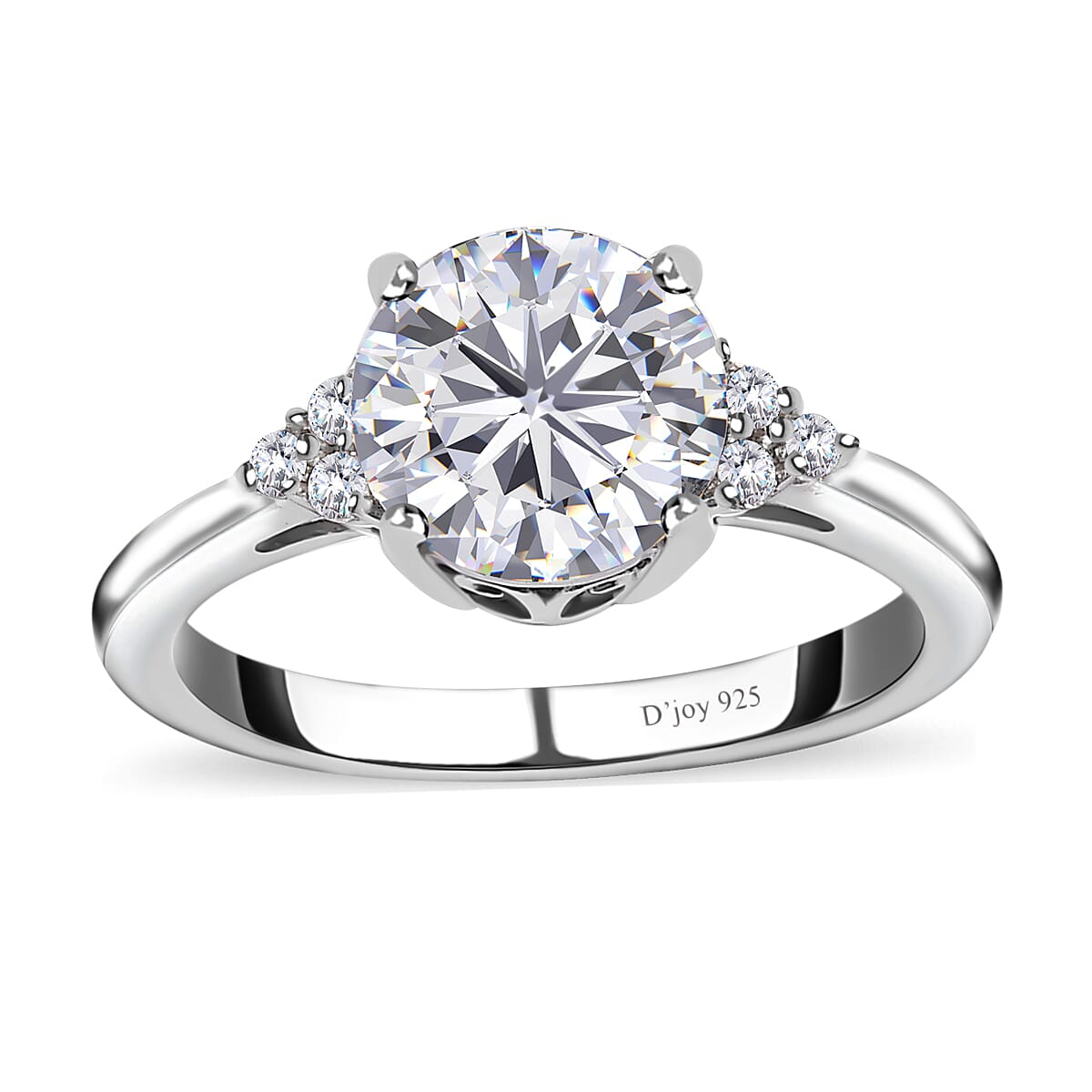 Moissanite (Rnd 8mm) Ring in Platinum Over Sterling Silver (Size 6.0) 1.80 ctw image number 0