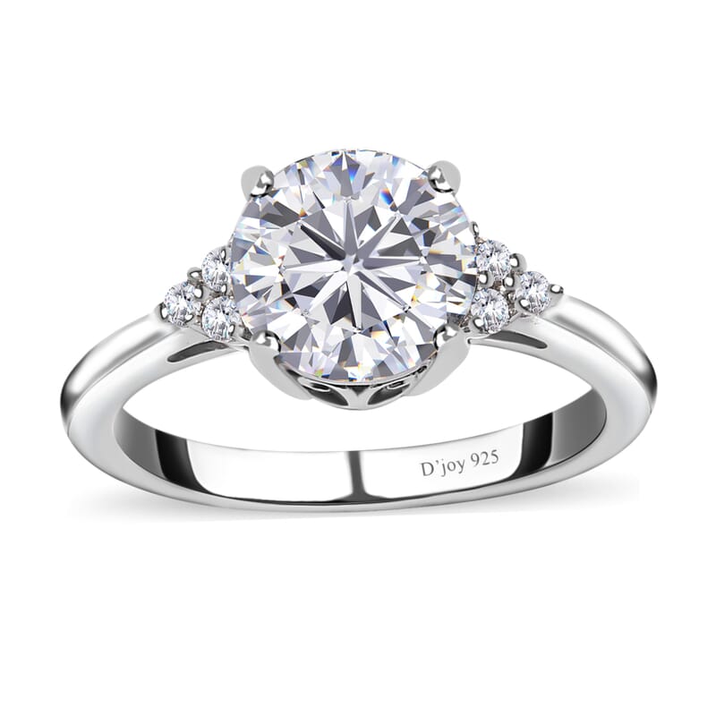 Moissanite Ring in Platinum Over Sterling Silver (Size 6.0) 1.80 ctw