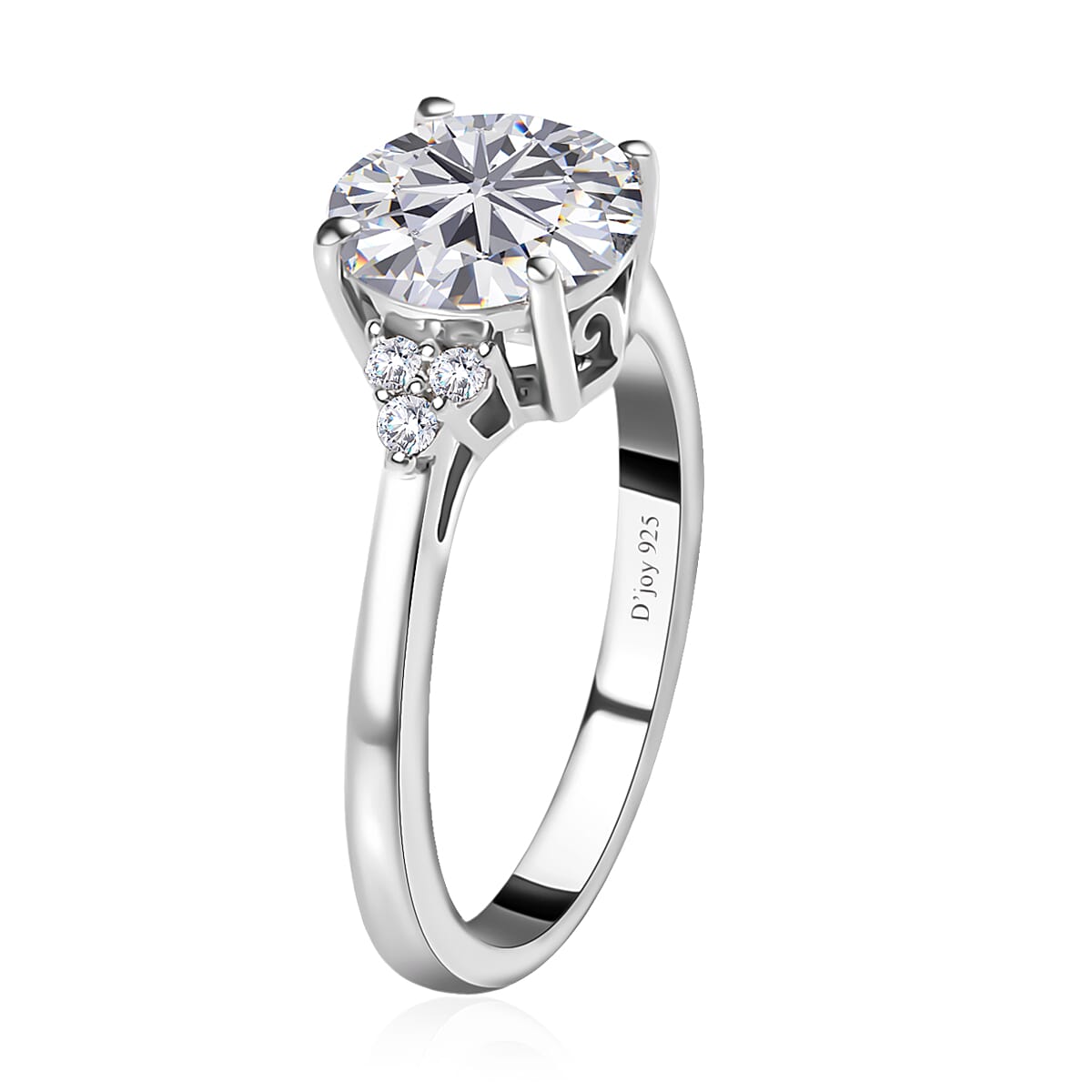 Moissanite (Rnd 8mm) Ring in Platinum Over Sterling Silver (Size 6.0) 1.80 ctw image number 3