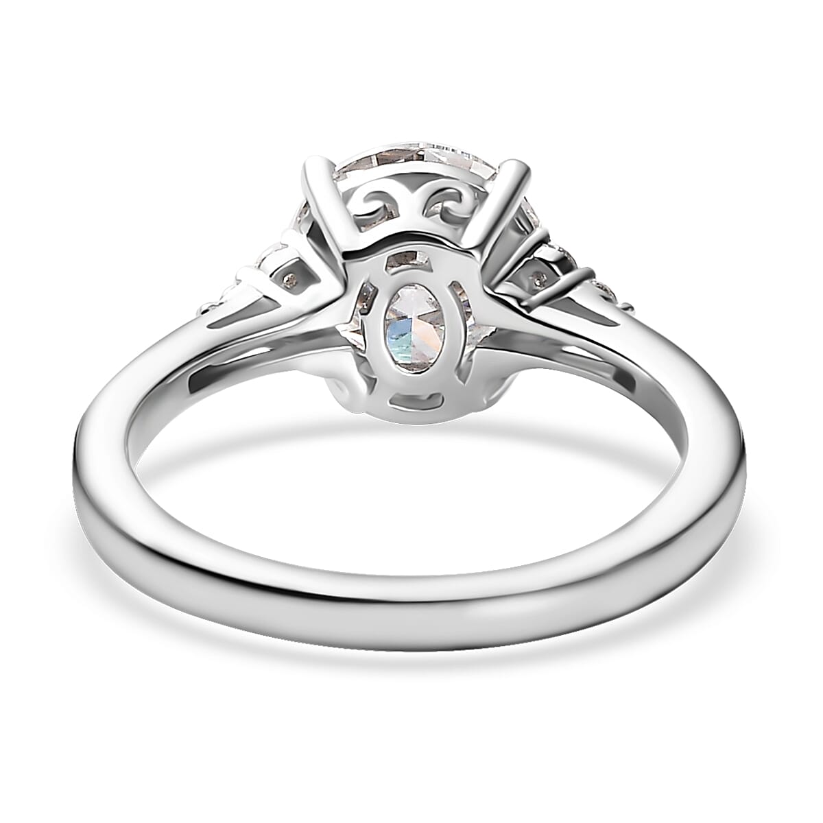 Moissanite (Rnd 8mm) Ring in Platinum Over Sterling Silver (Size 6.0) 1.80 ctw image number 4