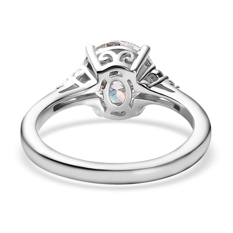 Moissanite Ring in Platinum Over Sterling Silver (Size 6.0) 1.80 ctw