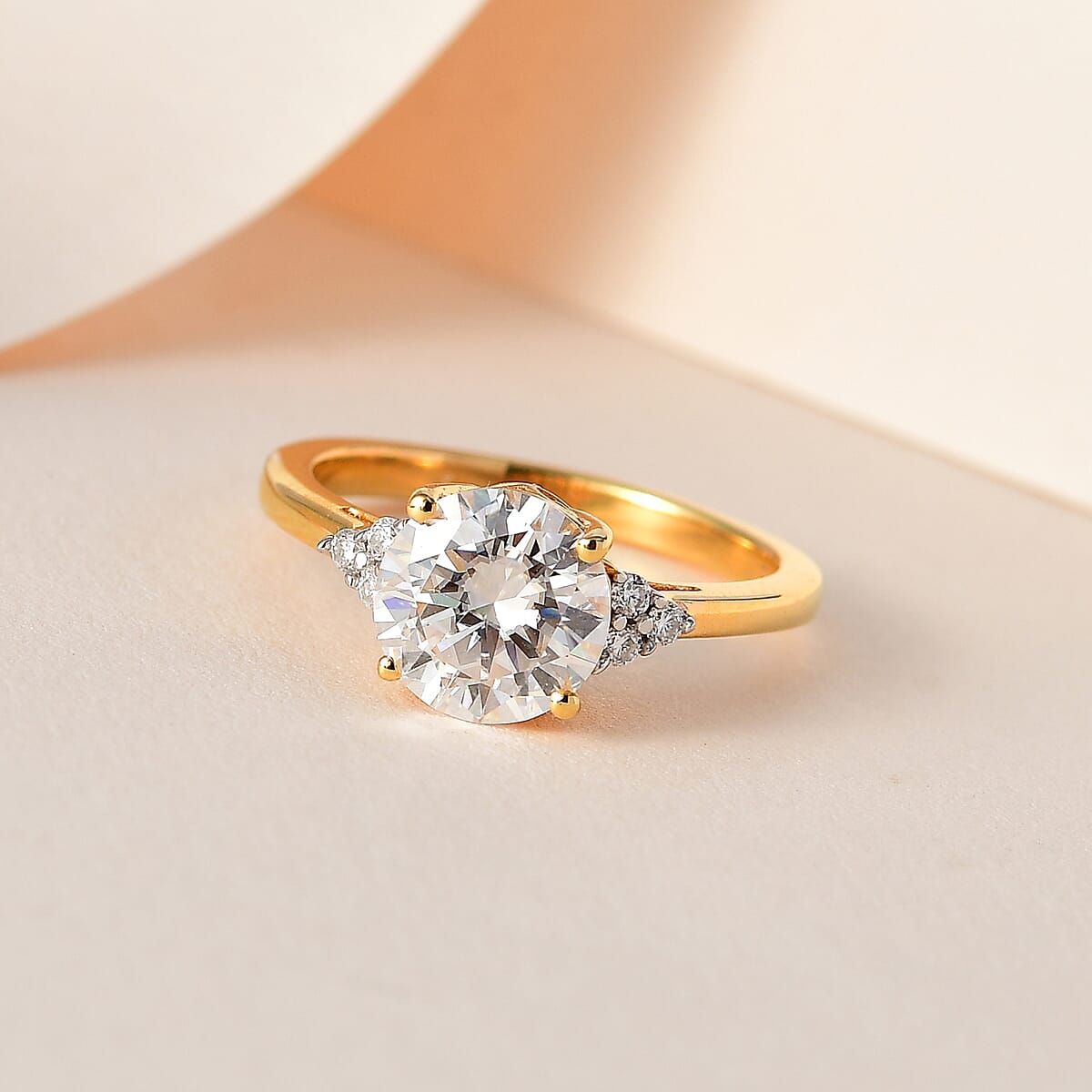 Moissanite Ring in Vermeil Yellow Gold Over Sterling Silver (Size 8.0) 1.80 ctw image number 1