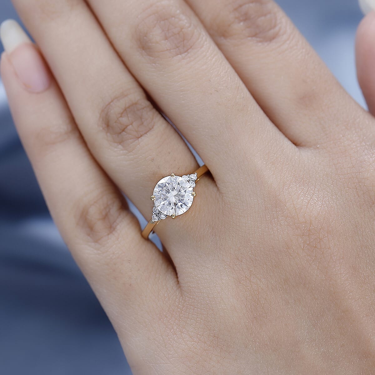 Moissanite Ring in Vermeil Yellow Gold Over Sterling Silver (Size 8.0) 1.80 ctw image number 2