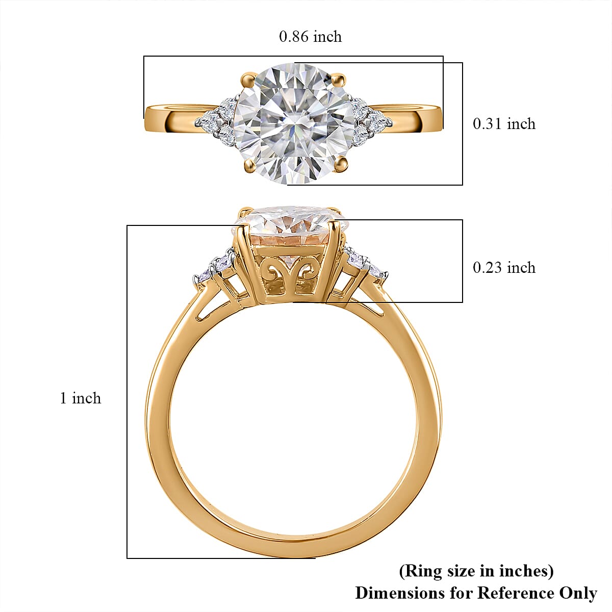 Moissanite Ring in Vermeil Yellow Gold Over Sterling Silver (Size 8.0) 1.80 ctw image number 5