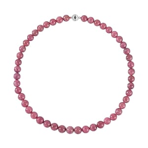 Rhodonite Beaded 522.15 ctw Necklace in Rhodium Over Sterling Silver 20 Inches