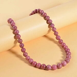 Rhodonite Beaded 522.15 ctw Necklace in Rhodium Over Sterling Silver 20 Inches