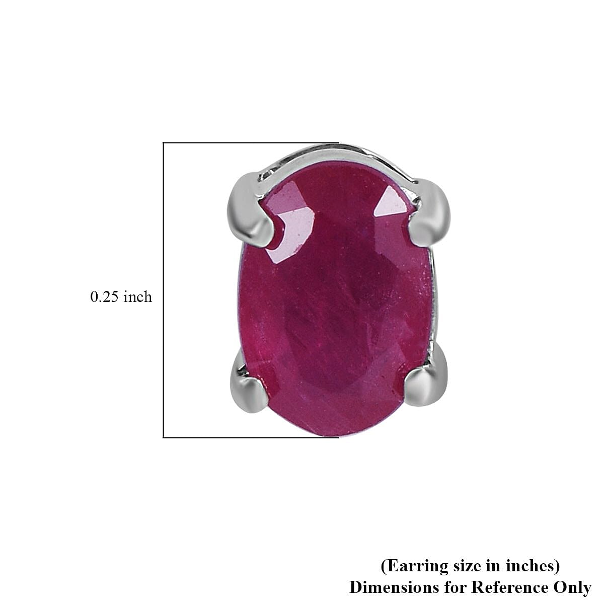 Mozambique Ruby Solitaire Stud Earrings in Platinum Over Sterling Silver 1.25 ctw image number 4