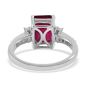 Premium Niassa Ruby (FF) and White Zircon Ring in Platinum Over Sterling Silver (Size 10.0) 3.75 ctw
