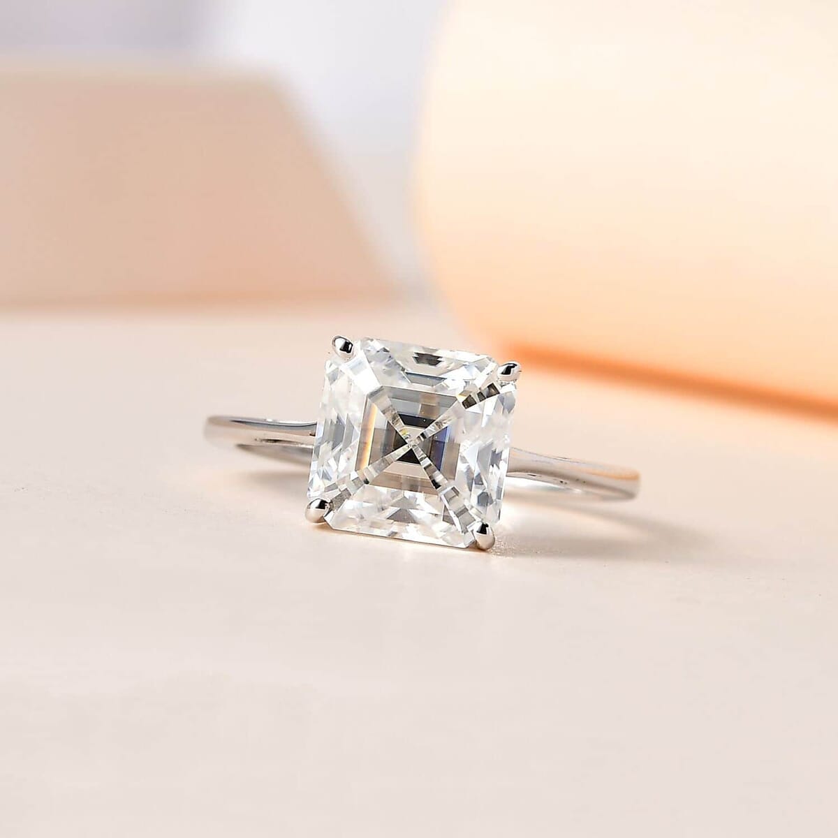 Luxoro 10K White Gold Moissanite Solitaire Ring (Size 5.0) 2.75 ctw image number 1