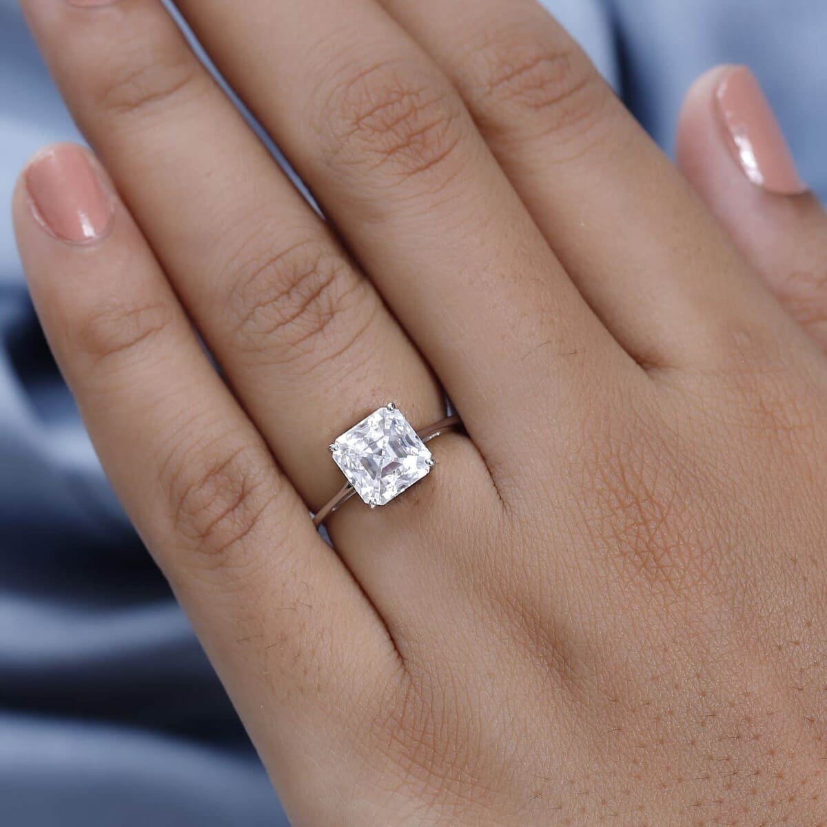 Luxoro 10K White Gold Moissanite Solitaire Ring (Size 5.0) 2.75 ctw image number 2