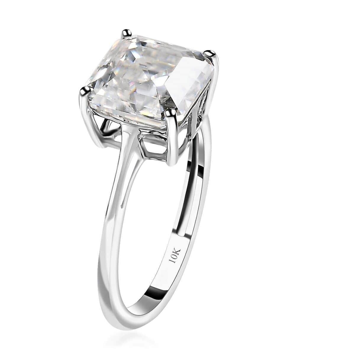 Luxoro 10K White Gold Moissanite Solitaire Ring (Size 5.0) 2.75 ctw image number 3