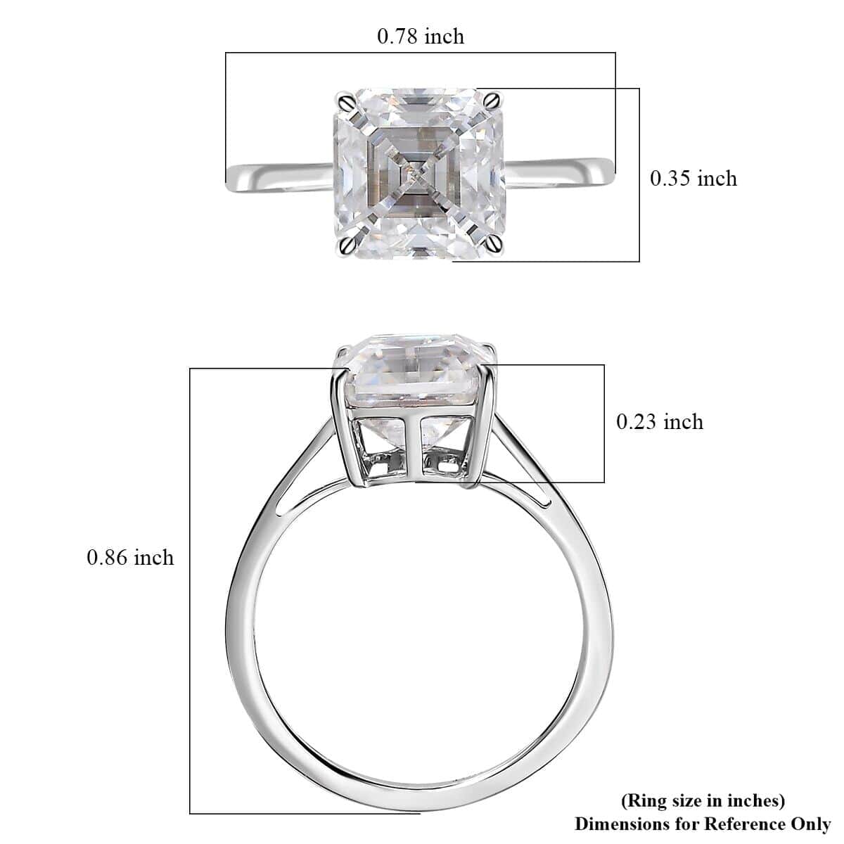 Luxoro 10K White Gold Moissanite Solitaire Ring (Size 5.0) 2.75 ctw image number 5
