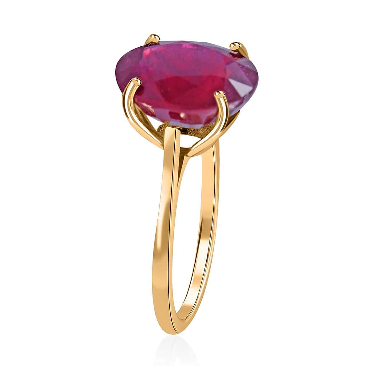 Luxoro 10K Yellow Gold Premium Niassa Ruby (FF) Solitaire Ring 6.50 ctw image number 2