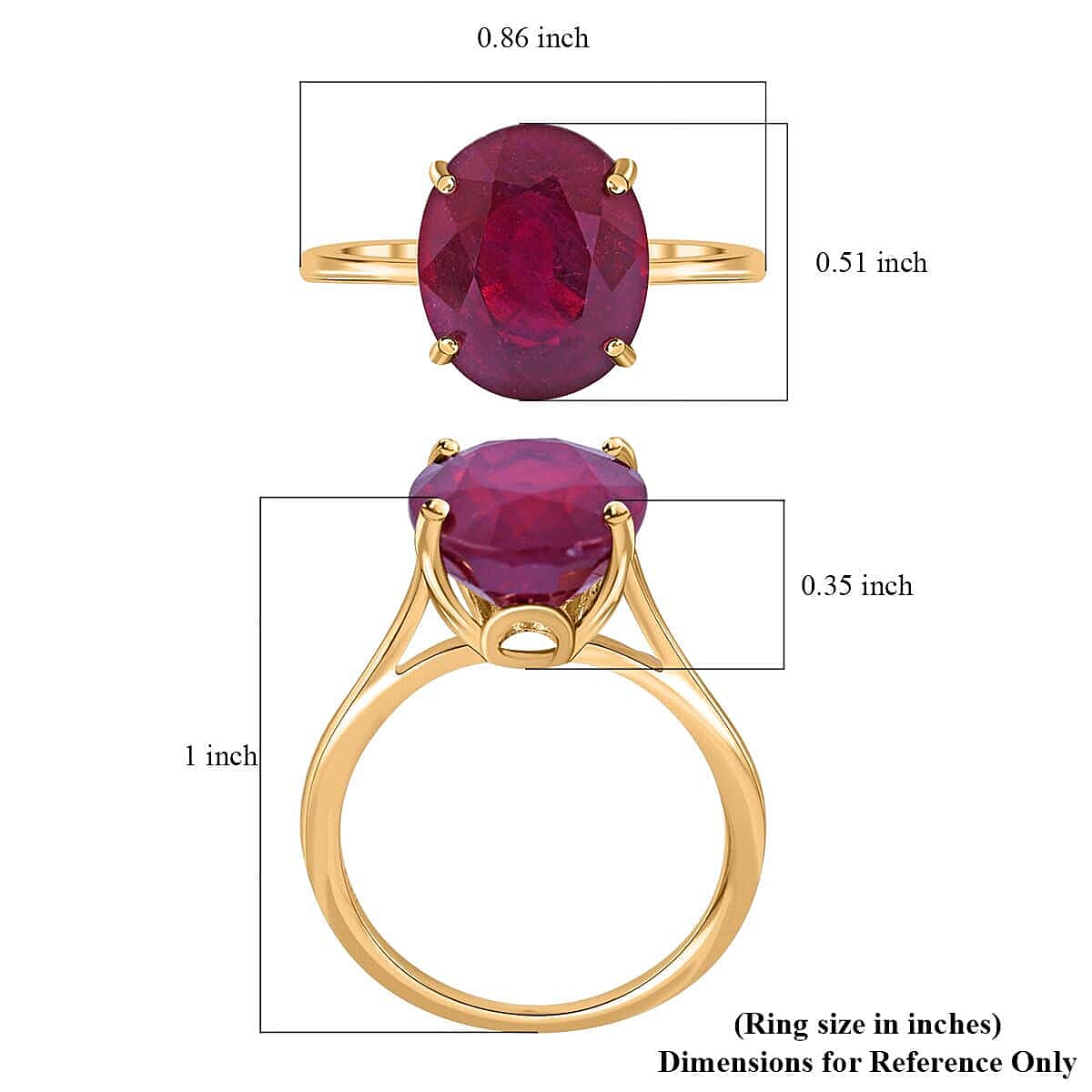 Luxoro 10K Yellow Gold Premium Niassa Ruby (FF) Solitaire Ring 6.50 ctw image number 4