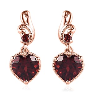 Mozambique Garnet Dangling Earrings in Vermeil Rose Gold Over Sterling Silver 3.00 ctw