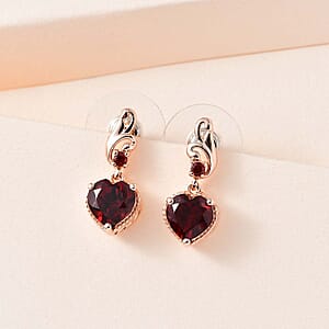 Mozambique Garnet Dangling Earrings in Vermeil Rose Gold Over Sterling Silver 3.00 ctw