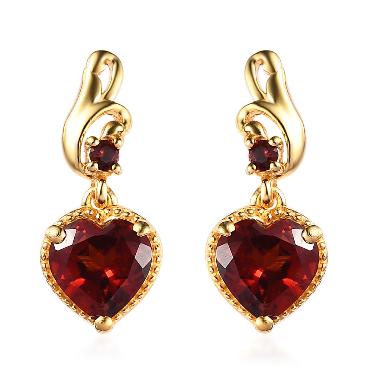 Mozambique Garnet Dangling Earrings in Vermeil Yellow Gold Over Sterling Silver 2.90 ctw image number 0