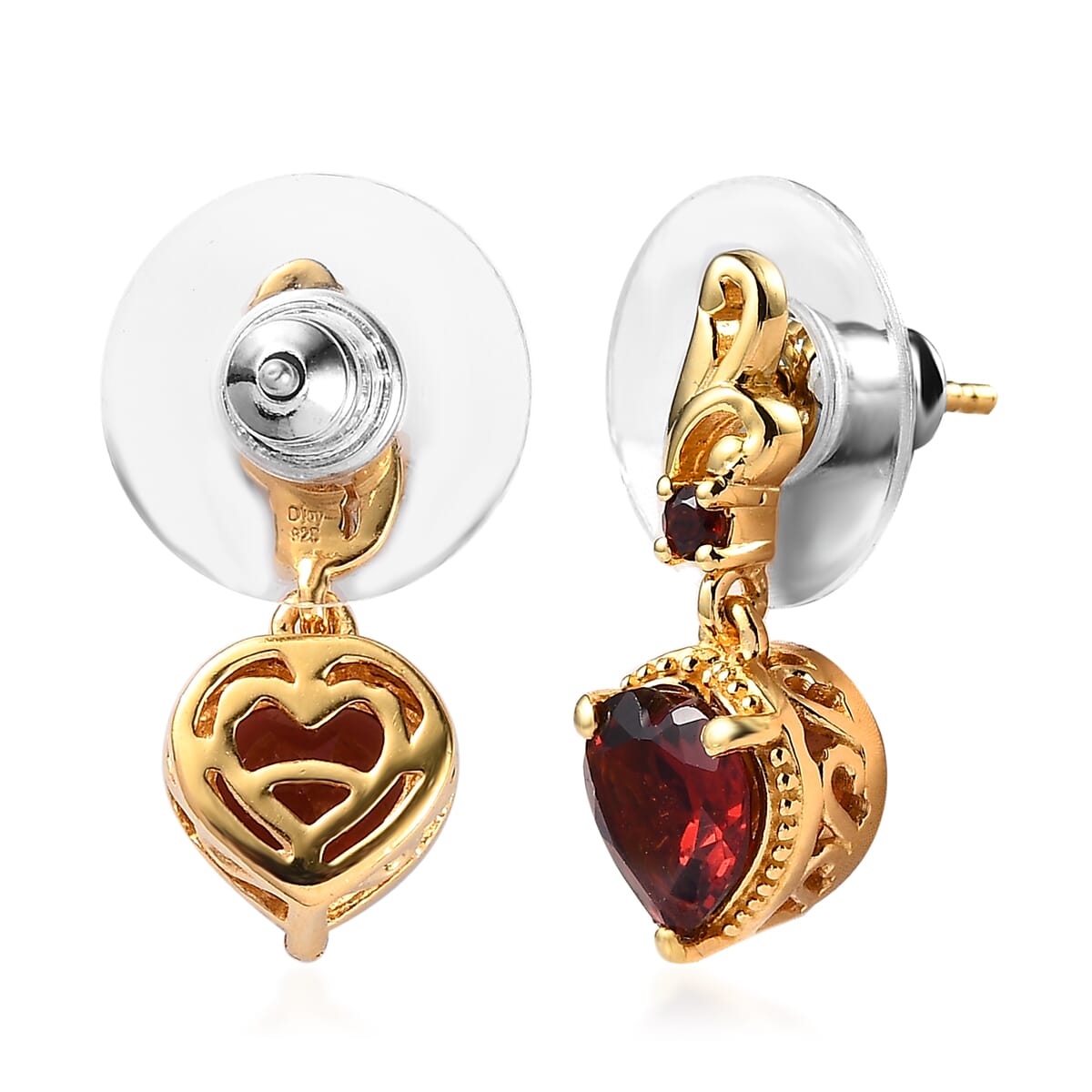 Mozambique Garnet Dangling Earrings in Vermeil Yellow Gold Over Sterling Silver 2.90 ctw image number 3