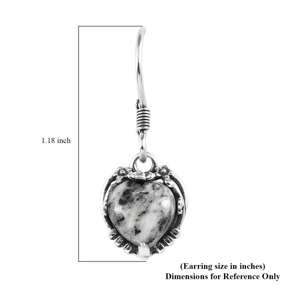 Artisan Crafted White Buffalo Heart Dangle Earrings in Sterling Silver 5.40 ctw image number 4