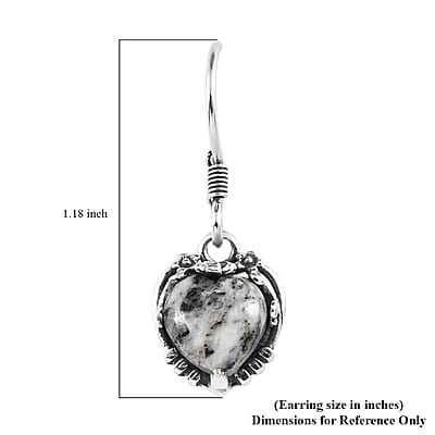 Artisan Crafted White Buffalo Heart Dangle Earrings in Sterling Silver 5.40 ctw