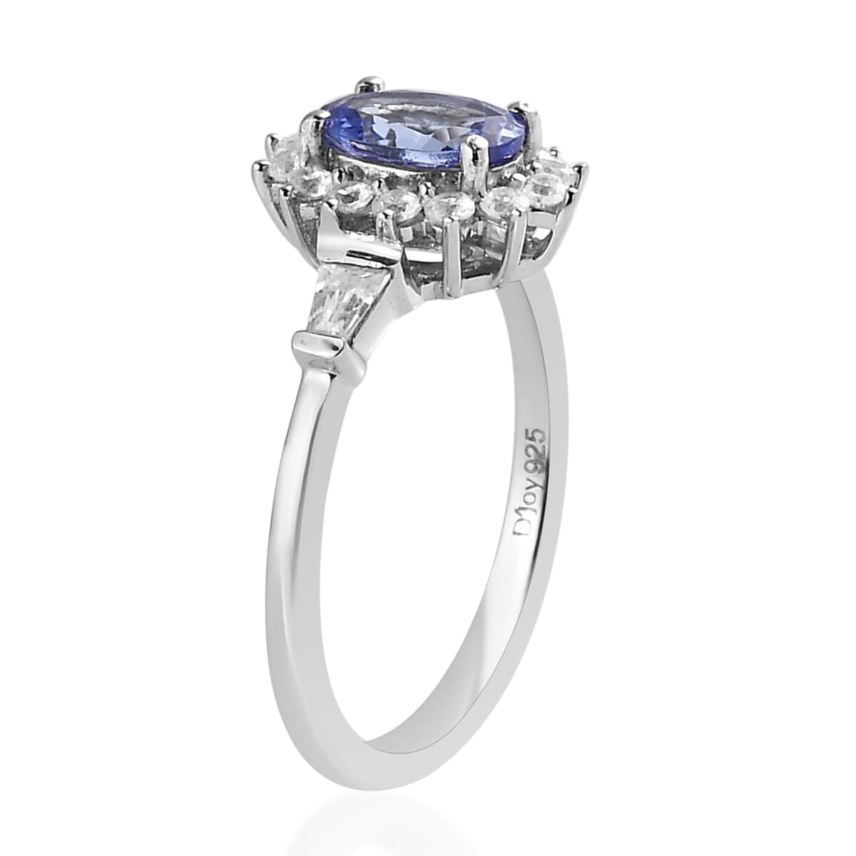 Tanzanite and White Zircon Ring in Platinum Over Sterling Silver 1.40 ctw image number 3