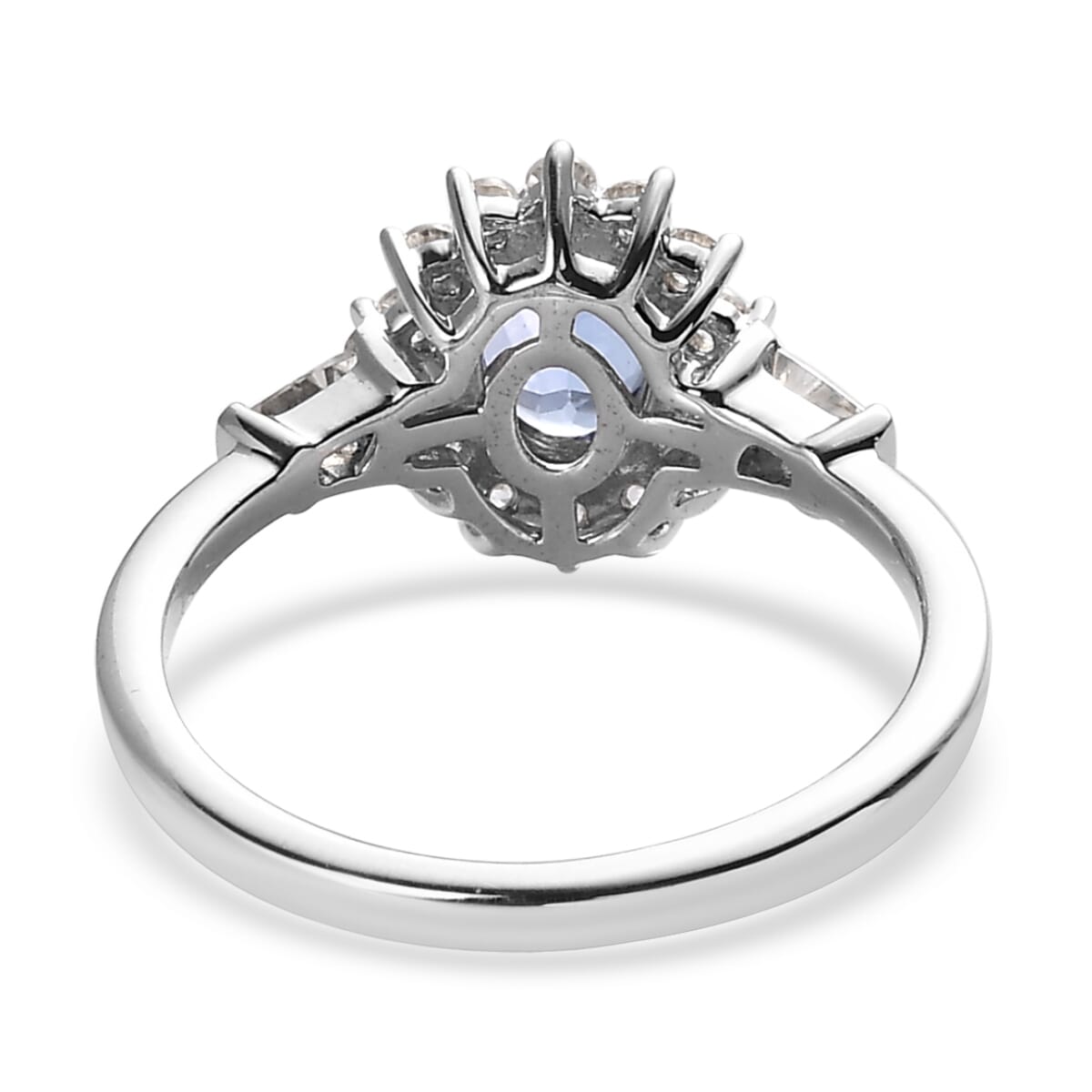 Tanzanite and White Zircon Ring in Platinum Over Sterling Silver 1.40 ctw image number 4