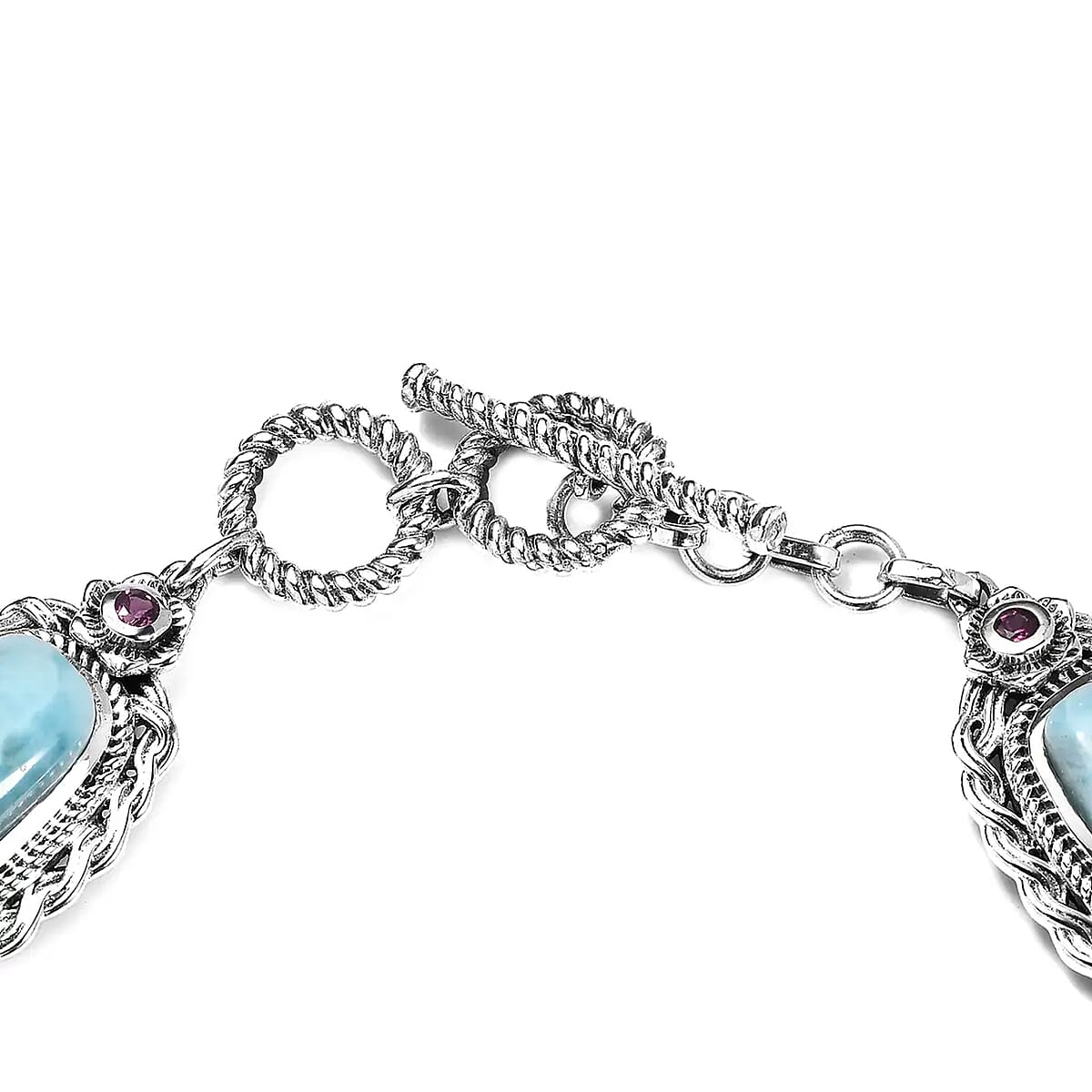 Artisan Crafted Larimar and Orissa Rhodolite Garnet Bracelet in Sterling Silver (8.00 In) 21.60 ctw image number 5