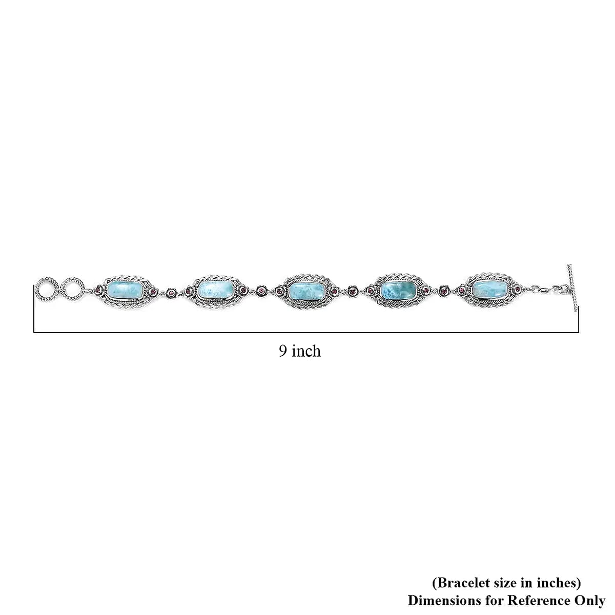 Artisan Crafted Larimar and Orissa Rhodolite Garnet Bracelet in Sterling Silver (8.00 In) 21.60 ctw image number 6