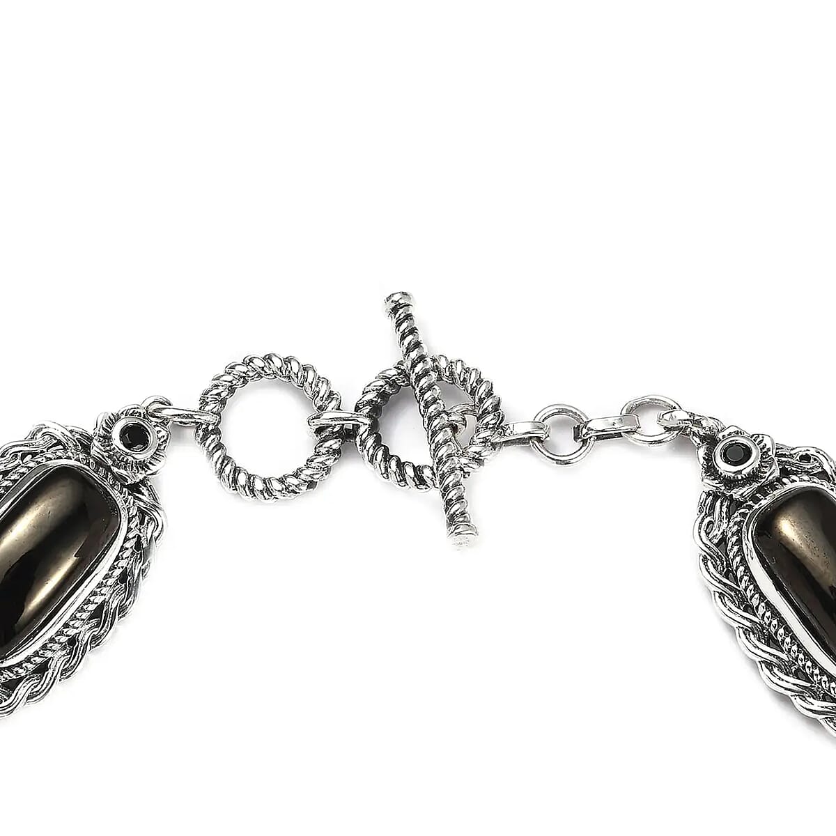 Artisan Crafted Elite Shungite and Thai Black Spinel Toggle Clasp Bracelet in Sterling Silver (8.00 In) 11.70 ctw image number 7