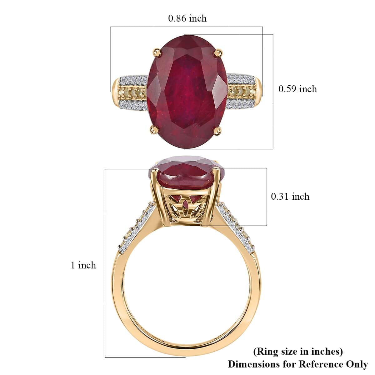 Luxoro 10K Yellow Gold Premium Niassa Ruby (FF), I3 Natural Yellow and White Diamond Ring (Size 10.0) 9.00 ctw image number 5