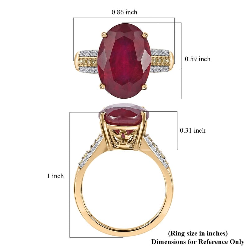 Luxoro 10K Yellow Gold Premium Niassa Ruby (FF), I3 Natural Yellow and White Diamond Ring (Size 10.0) 9.00 ctw