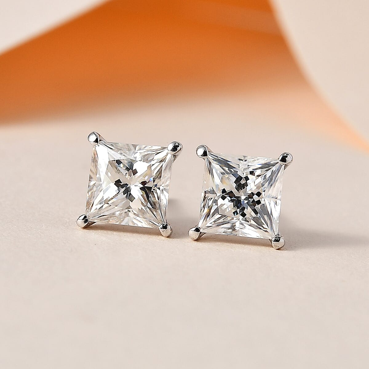 Moissanite Solitaire Stud Earrings in Platinum Over Sterling Silver 2.40 ctw image number 1