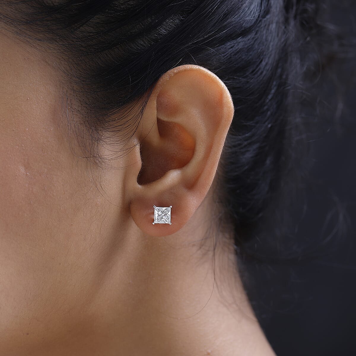 Moissanite Solitaire Stud Earrings in Platinum Over Sterling Silver 2.40 ctw image number 2