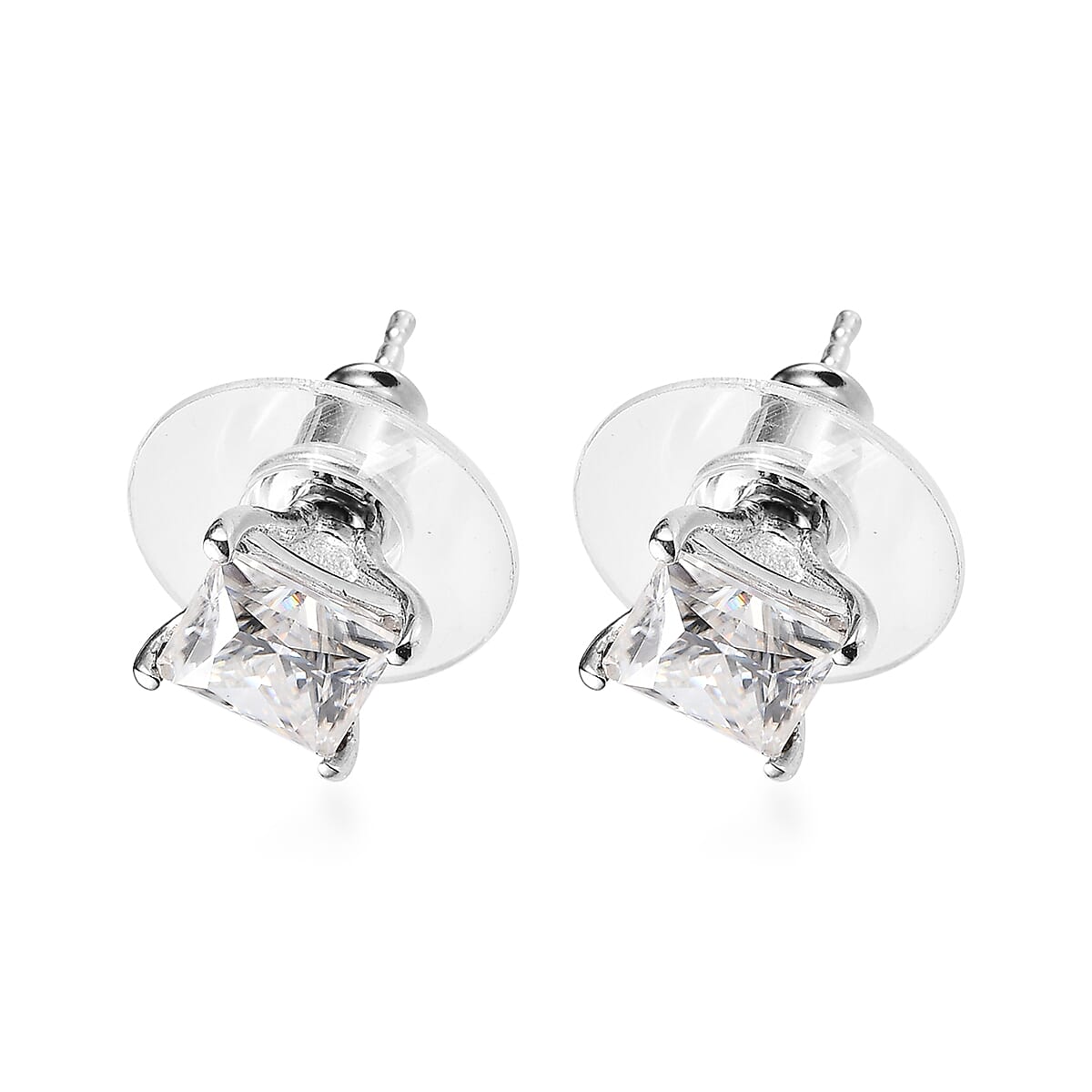 Moissanite Solitaire Stud Earrings in Platinum Over Sterling Silver 2.40 ctw image number 3