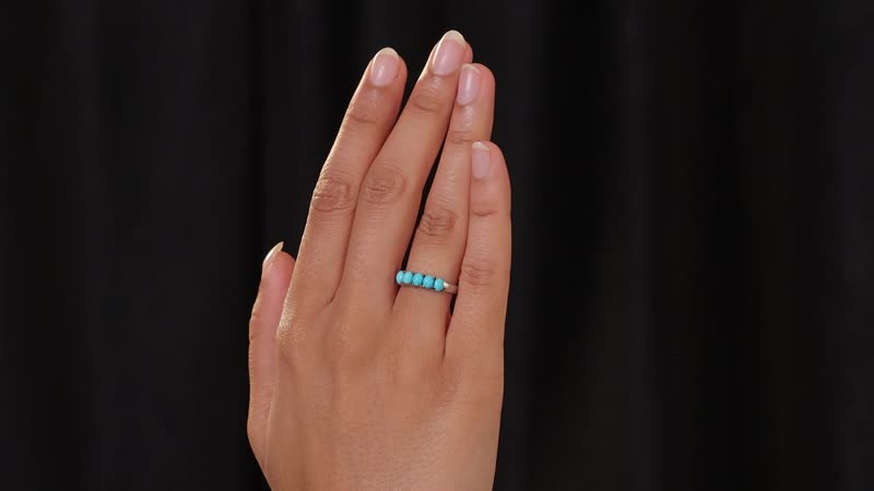 Sleeping Beauty Turquoise 5 Stone Ring in Stainless Steel 0.85 ctw
