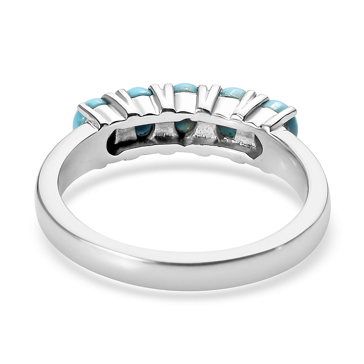 Sleeping Beauty Turquoise 5 Stone Ring in Stainless Steel (Size 7.0) 0.85 ctw image number 4
