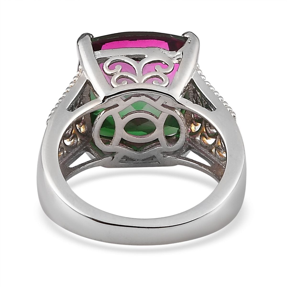 Karis Watermelon Quartz (Triplet) Solitaire Ring in 18K YG Plated and Platinum Bond 7.20 ctw image number 4