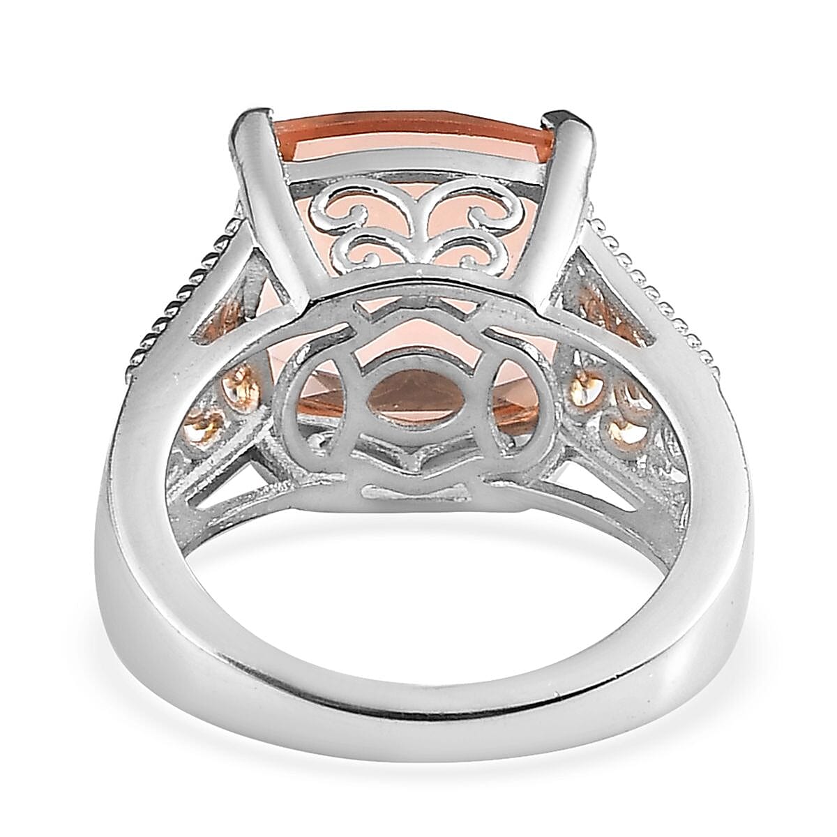 Karis Morganite Quartz (Triplet) Solitaire Ring in 18K YG Plated and Platinum Bond (Size 6.0) 7.15 ctw image number 4