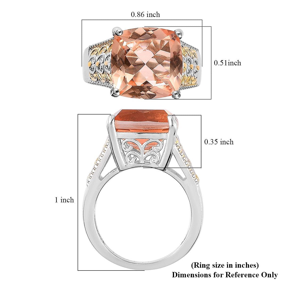 Karis Morganite Quartz (Triplet) Solitaire Ring in 18K YG Plated and Platinum Bond (Size 6.0) 7.15 ctw image number 5