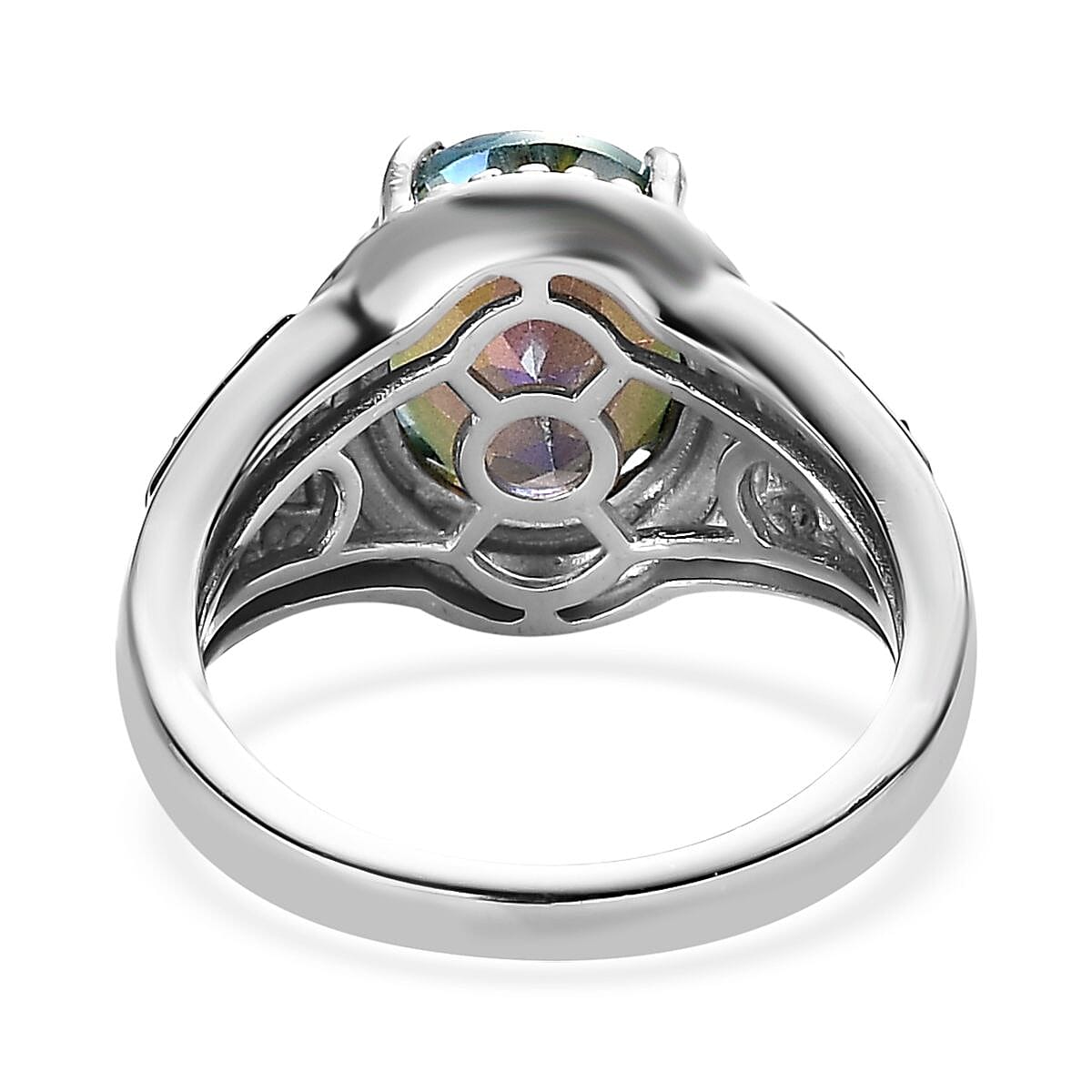 Karis Cuckoo Flower Mystic Quartz and White Zircon Ring in Platinum Bond (Size 10.0) 2.60 ctw