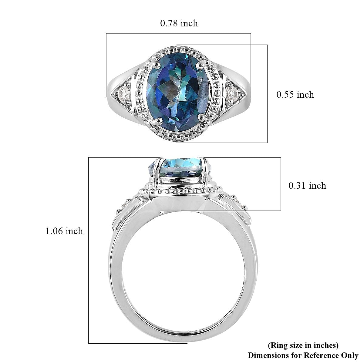Karis Cuckoo Flower Mystic Quartz and White Zircon Ring in Platinum Bond (Size 10.0) 2.60 ctw